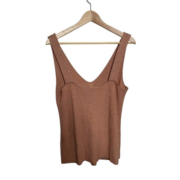 Rachel Roy Rust Knit Tank Top XXL – Shimmery Scoop Neck Sweater Vest - Picture 2 of 2